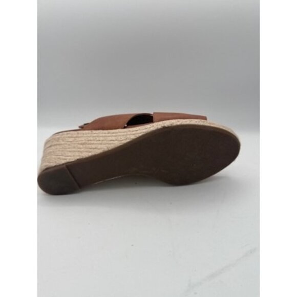 Vionic Womens Open-Toe Brown Leather Slingback Wedge Sandals Size 8M Espadrille - Picture 6 of 7